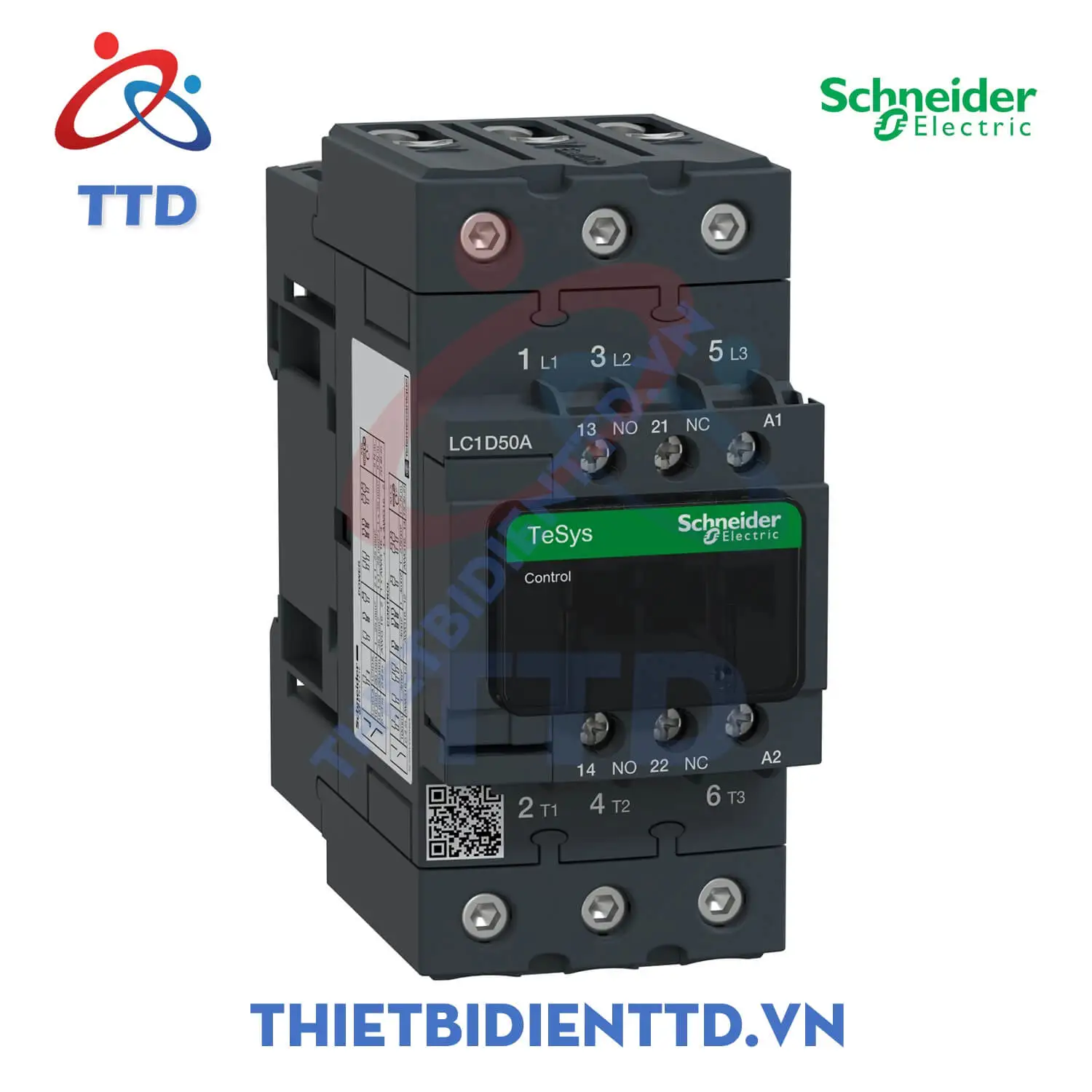 LC1D50AP7 - Khởi động từ (Contactor) 230VAC 50/60Hz, 50A, 3P Schneider Tesys LC1D50AP7 thiet bi dien ttd