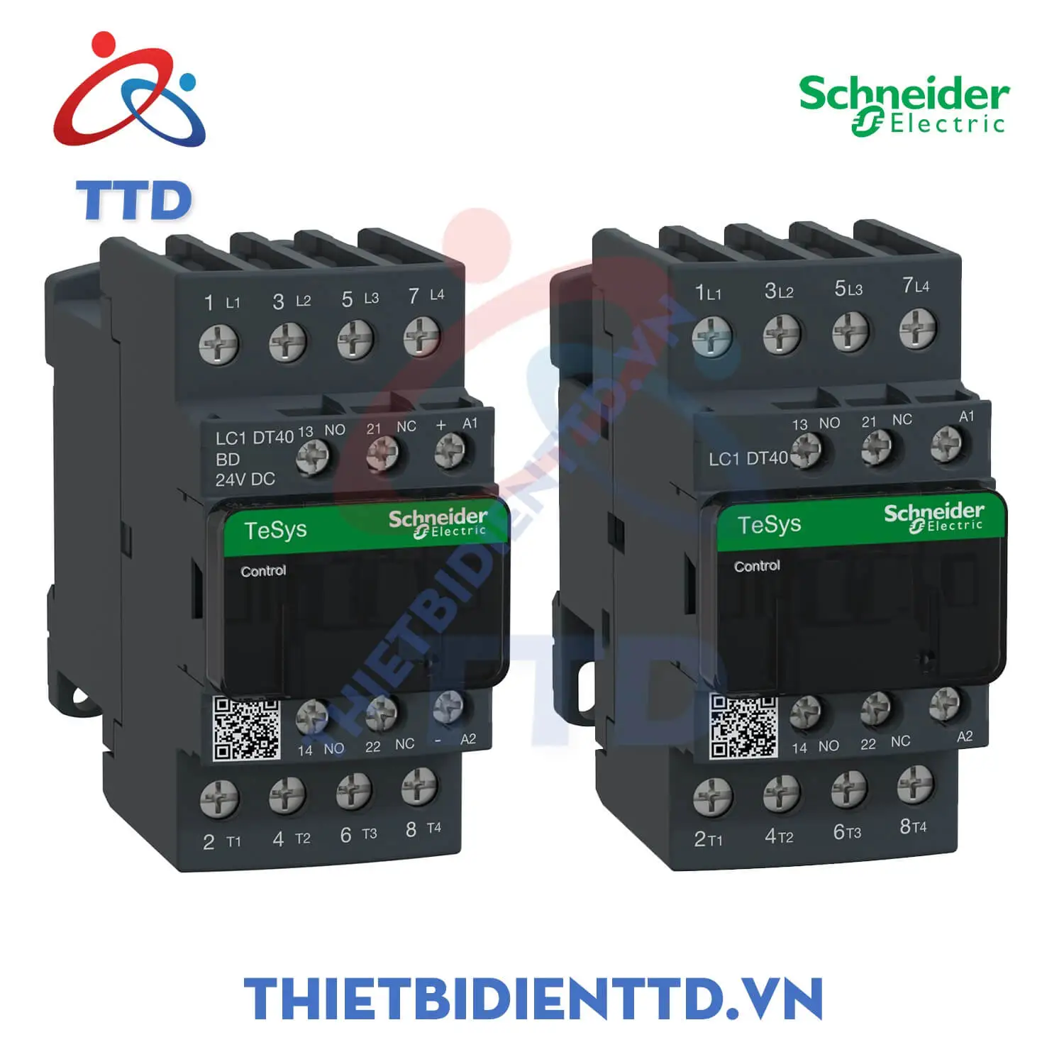 LC1DT40N7 - Khởi động từ (Contactor) 415VAC 50/60Hz, 40A, 4P Schneider Tesys LC1DT40N7 thiet bi dien ttd