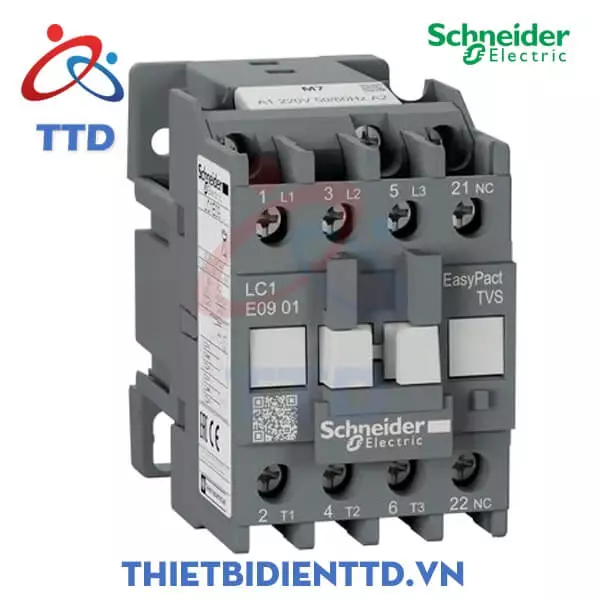 LC1E0901M5 - Khởi động từ (Contactor) 220VAC 50/60Hz, 9A, 3P Schneider Tesys LC1E0901M5 thiet bi dien ttd
